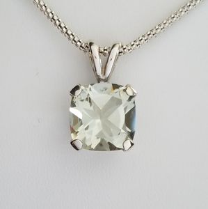 SOLD-Handset Green Amethyst Sterling Silver Pendant